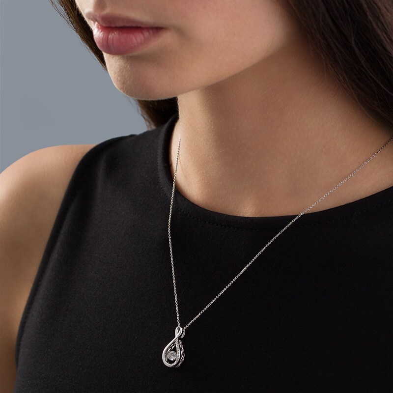 Main Image 3 of Previously Owned - 4.5mm Lab-Created White Sapphire Infinity Pendant in Sterling Silver