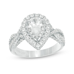Previously Owned - Vera Wang Love Collection 1-5/8 CT. T.W. Pear-Shaped Diamond Engagement Ring in 14K White Gold