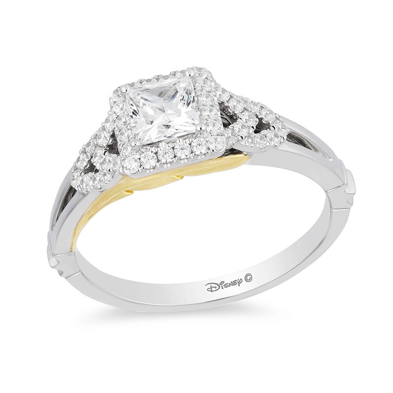 Main Image 1 of Previously Owned - Enchanted Disney Pocahontas 3/4 CT. T.W. Princess-Cut Diamond Engagement Ring in 14K Two-Tone Gold