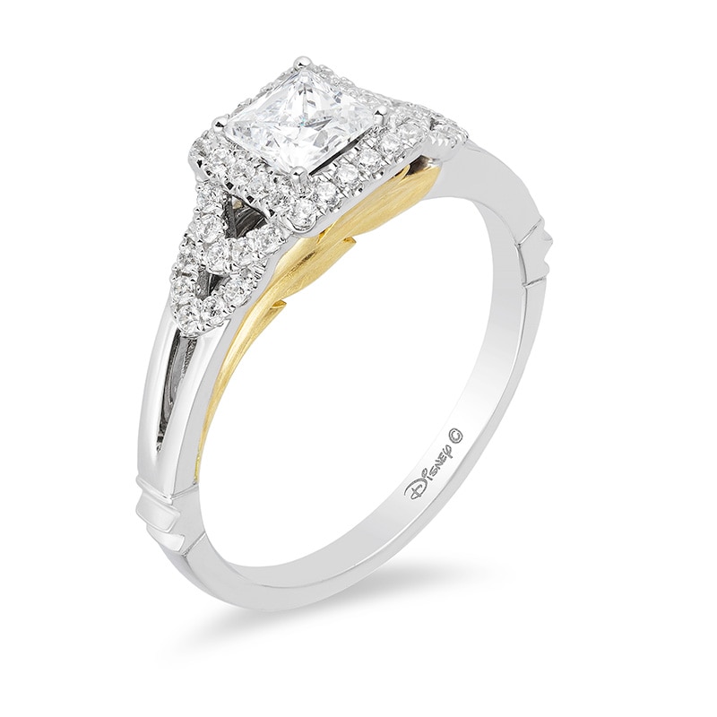 Main Image 2 of Previously Owned - Enchanted Disney Pocahontas 3/4 CT. T.W. Princess-Cut Diamond Engagement Ring in 14K Two-Tone Gold