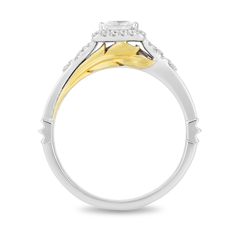 Main Image 3 of Previously Owned - Enchanted Disney Pocahontas 3/4 CT. T.W. Princess-Cut Diamond Engagement Ring in 14K Two-Tone Gold