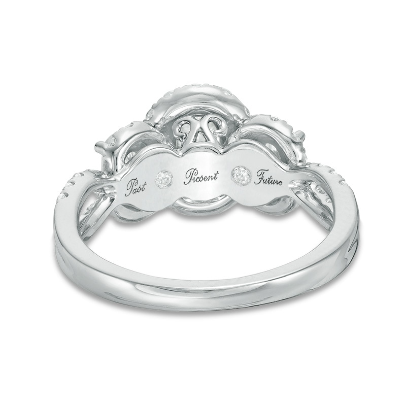 Main Image 3 of Previously Owned - 2 CT. T.W. Oval Diamond Past Present Future® Frame Twist Engagement Ring in 14K White Gold