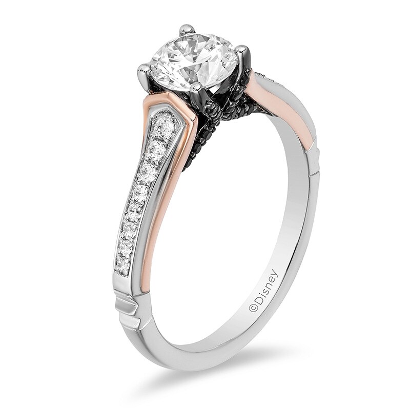 Main Image 2 of Previously Owned - Enchanted Disney Villains Maleficent 1 CT. T.W. Enhanced Black and White Diamond Engagement Ring