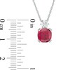 Thumbnail Image 3 of Previously Owned - 8.0mm Cushion-Cut Lab-Created Ruby and White Sapphire Pendant in Sterling Silver