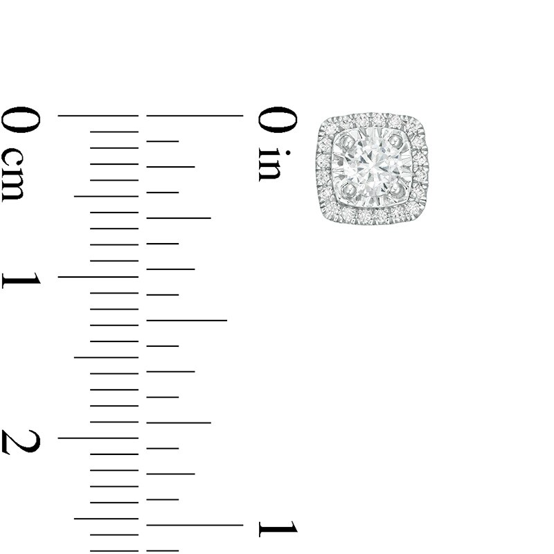 Previously Owned - 1/2 CT. T.W. Diamond Cushion Frame Stud Earrings in 10K White Gold