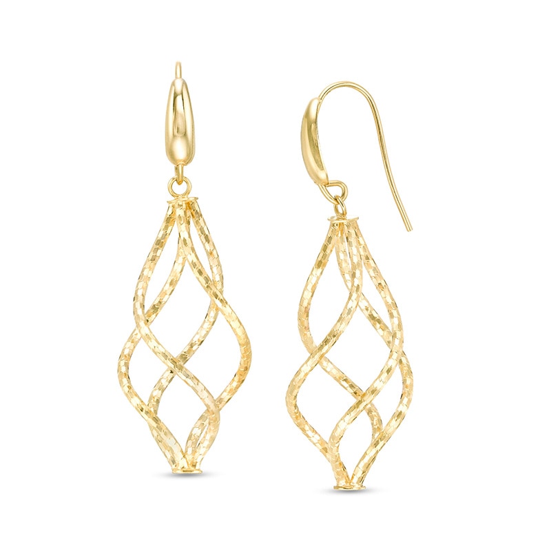 Main Image 1 of Previously Owned - Made in Italy Cascading Twist Drop Earrings in 14K Gold