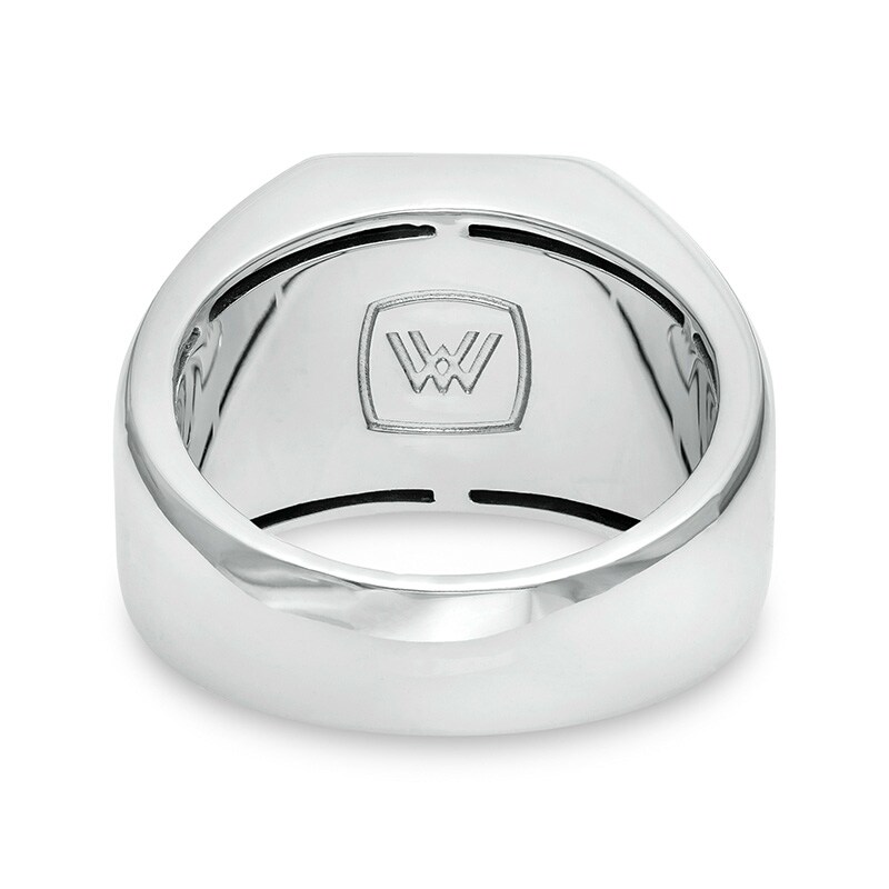 Main Image 3 of Previously Owned - Vera Wang Men 1/2 CT. T.W. Enhanced Black Octagonal Diamond Signet Ring in Sterling Silver