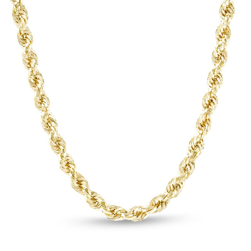 Main Image 1 of Previously Owned - Men's 035 Gauge Rope Chain Necklace in Hollow 10K Gold - 26"