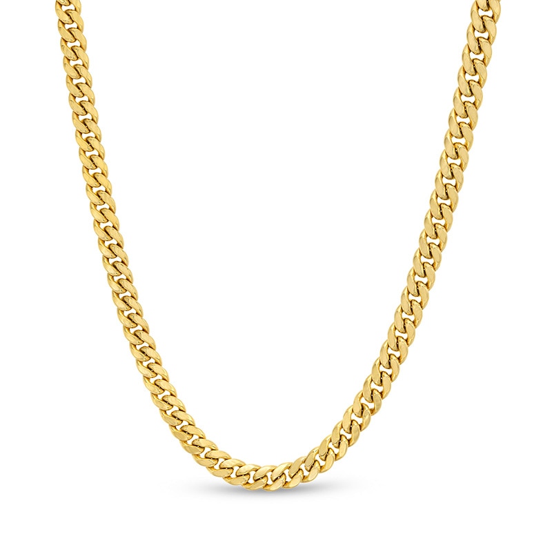 Main Image 1 of Previously Owned - Made in Italy 4.5mm Cuban Curb Chain Necklace in Hollow 10K Gold - 22&quot;