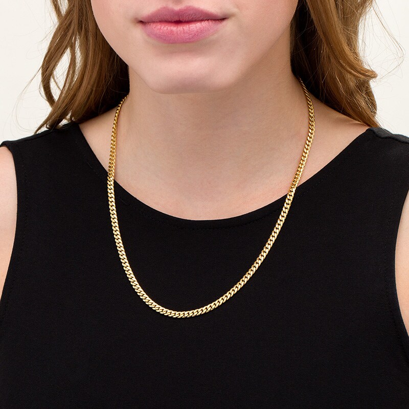 Main Image 2 of Previously Owned - Made in Italy 4.5mm Cuban Curb Chain Necklace in Hollow 10K Gold - 22&quot;