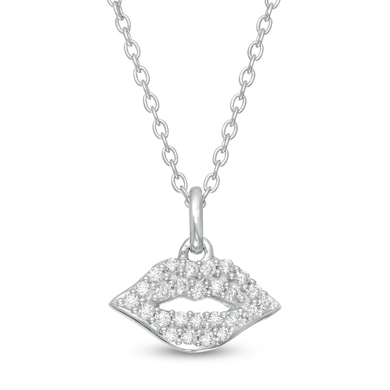Main Image 1 of Previously Owned - Marilyn Monroe™ Collection 1/8 CT. T.W. Diamond Lips Pendant in Sterling Silver