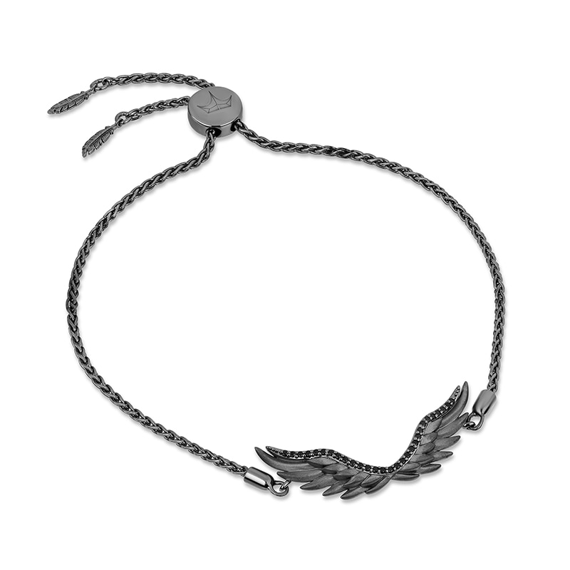 Main Image 3 of Previously Owned - Enchanted Disney Villains Maleficent 1/8 CT. T.W. Black Diamond Bolo Bracelet