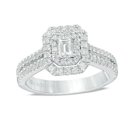 Previously Owned - Vera Wang Love Collection 1 CT. T.W. Emerald-Cut Diamond Engagement Ring in 14K White Gold