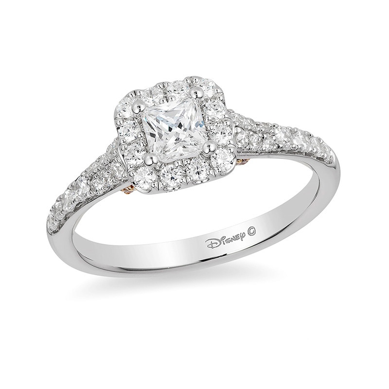Main Image 1 of Previously Owned - Enchanted Disney Tinker Bell 3/4 CT. T.W. Princess-Cut Diamond Ring in 14K Two-Tone Gold