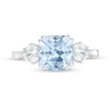 Thumbnail Image 4 of Previously Owned - 8.0mm Cushion-Cut Lab-Created Blue Spinel and White Sapphire Three Stone Ring in Sterling Silver