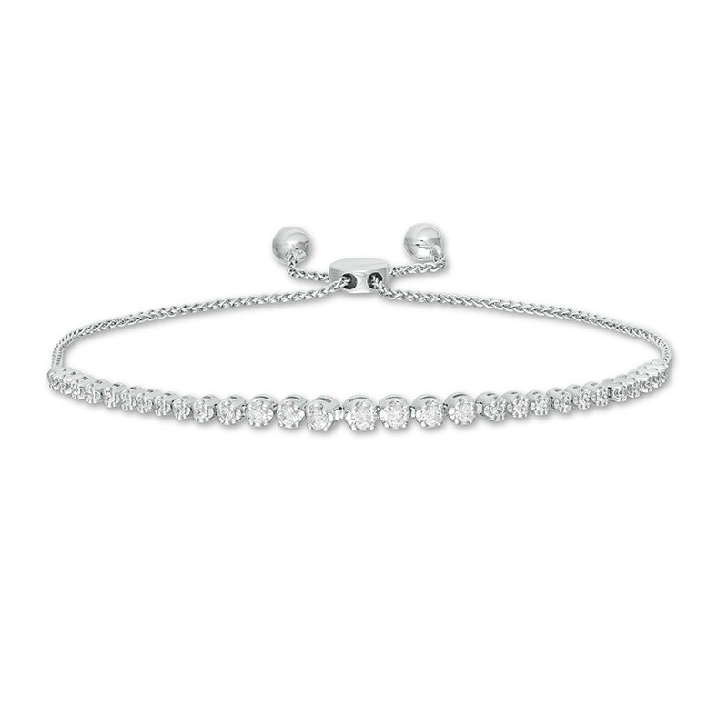 Main Image 1 of Previously Owned - Marilyn Monroe™ Collection 1/2 CT. T.W. Journey Diamond Bolo Bracelet in 10K White Gold - 9.5"