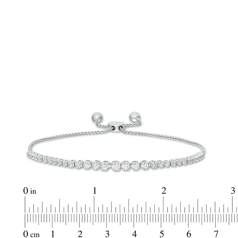 Main Image 2 of Previously Owned - Marilyn Monroe™ Collection 1/2 CT. T.W. Journey Diamond Bolo Bracelet in 10K White Gold - 9.5"