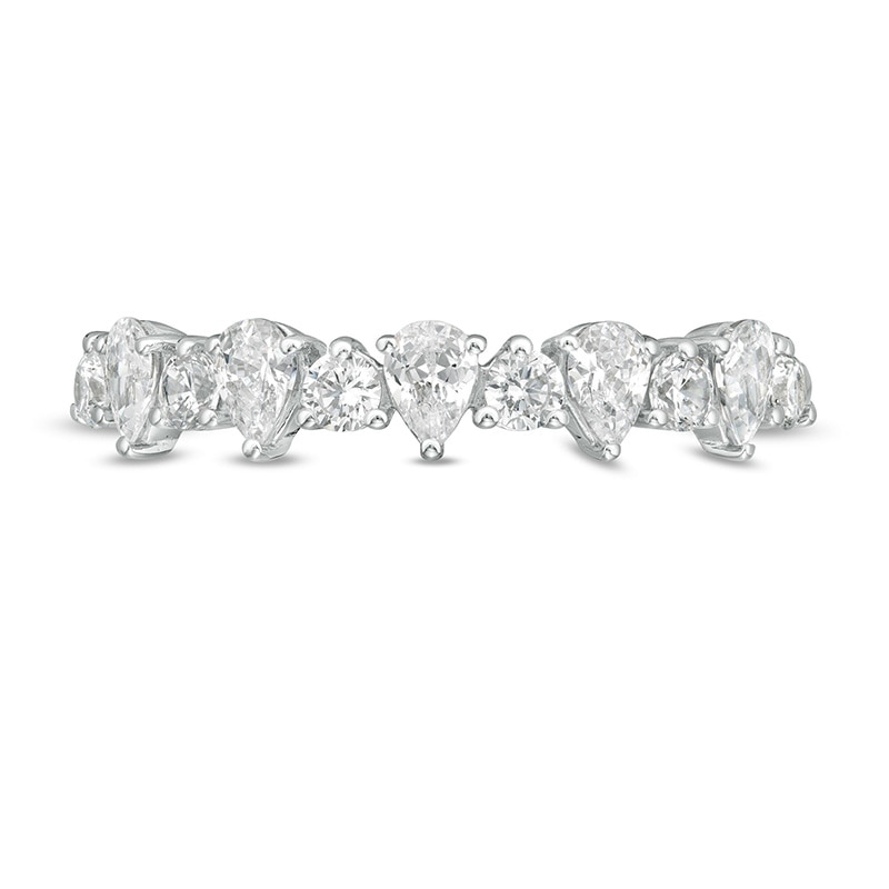Previously Owned - 3/4 CT. T.W. Pear-Shaped and Round Diamond Alternating Band in 14K White Gold