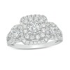 Thumbnail Image 0 of Previously Owned - 1 CT. T.W. Diamond Double Cushion Frame Past Present Future® Engagement Ring in 10K White Gold