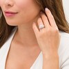 Thumbnail Image 1 of Previously Owned - 1 CT. T.W. Diamond Double Cushion Frame Past Present Future® Engagement Ring in 10K White Gold