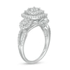 Thumbnail Image 2 of Previously Owned - 1 CT. T.W. Diamond Double Cushion Frame Past Present Future® Engagement Ring in 10K White Gold
