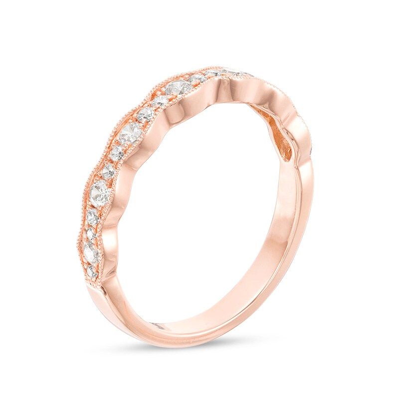 Main Image 2 of Previously Owned - 1/3 CT. T.W. Diamond Wave Vintage-Style Anniversary Band in 10K Rose Gold