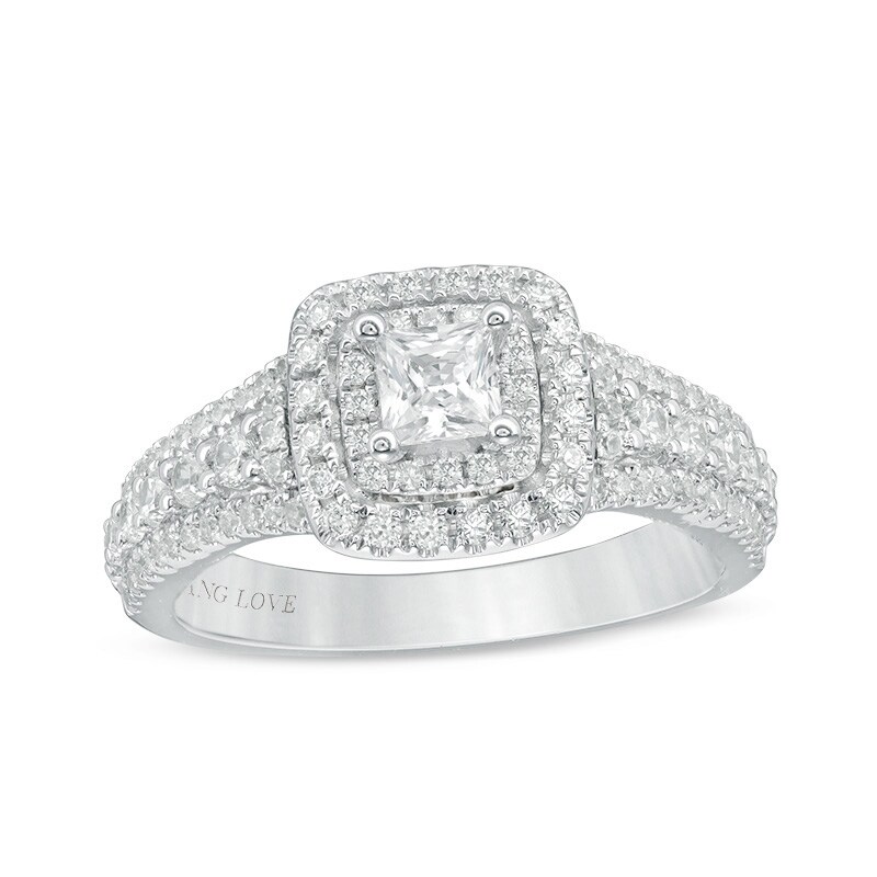 Main Image 1 of Previously Owned - Vera Wang Love Collection 1 CT. T.W. Princess-Cut Diamond Engagement Ring in 14K White Gold