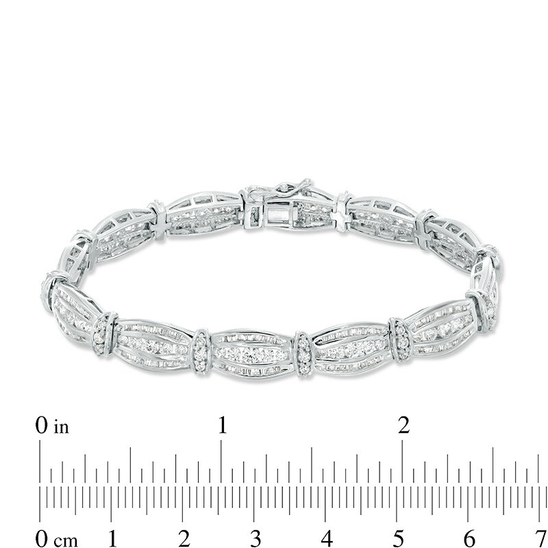 Main Image 4 of Previously Owned - 5 CT. T.W. Baguette and Round Diamond Bracelet in 10K White Gold