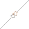 Thumbnail Image 1 of Previously Owned - 1/20 CT. T.W. Diamond Interlocking Hearts Anklet in Sterling Silver and 10K Rose Gold - 10"