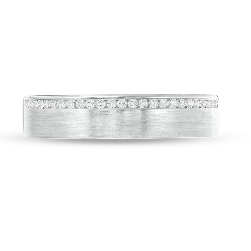 Previously Owned - Men's 1/8 CT. T.W. Diamond Channel-Set Wedding Band in 10K White Gold