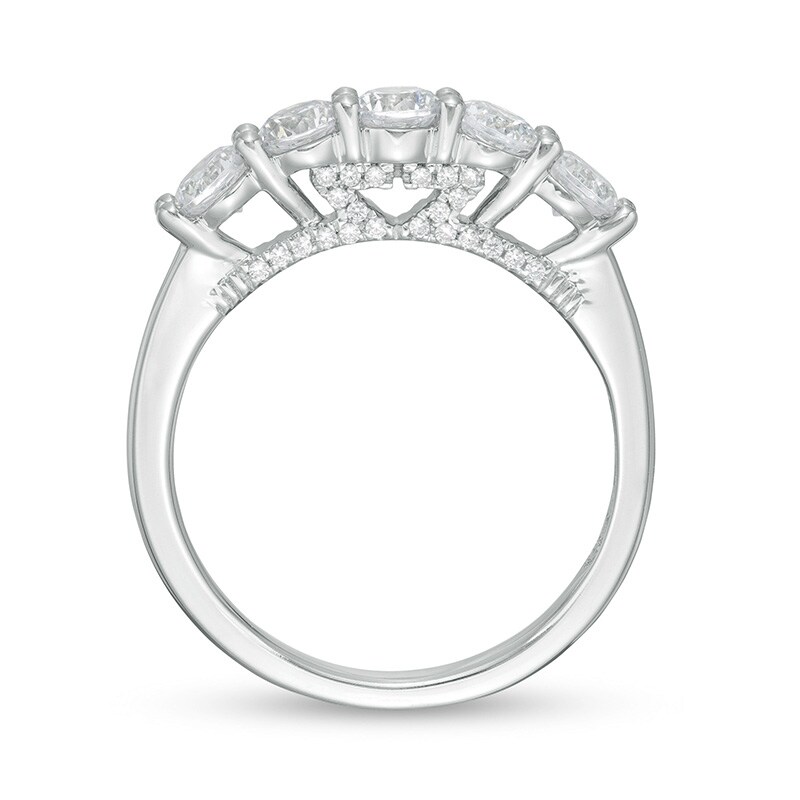 Main Image 3 of Previously Owned - Zales Private Collection 1 CT. T.W. Colourless Diamond Five Stone Wedding Band in 14K White Gold
