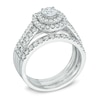 Thumbnail Image 1 of Previously Owned - 1-1/5 CT. T.W. Diamond Frame Three Piece Bridal Set in 14K White Gold