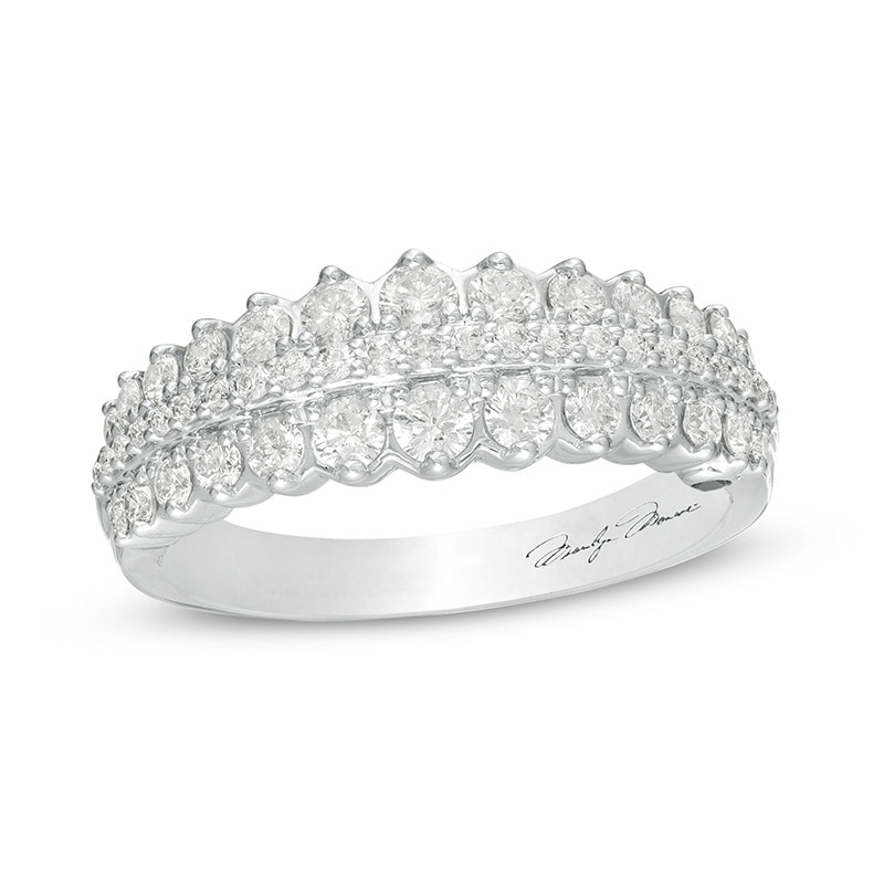 Main Image 1 of Previously Owned - Marilyn Monroe™ Collection 3/4 CT. T.W. Diamond Scallop-Edge Anniversary Band in 14K White Gold