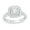 Previously Owned - 1 CT. T.W. Princess-Cut Diamond Double Frame Engagement Ring in 14K White Gold