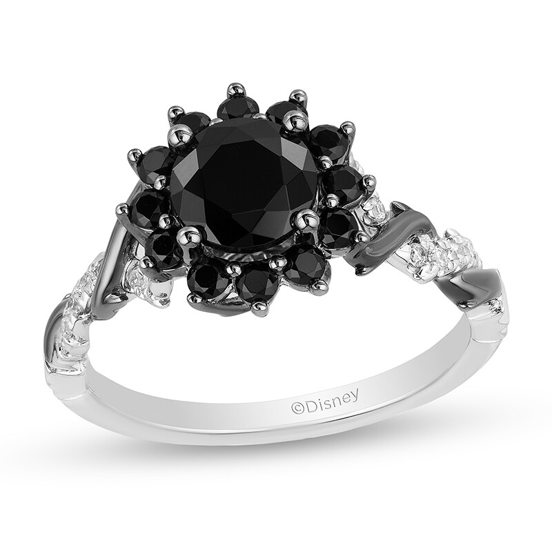 Previously Owned - Enchanted Disney Villains Maleficent 1-1/2 CT. T.W. Enhanced Black and White Diamond Engagement Ring
