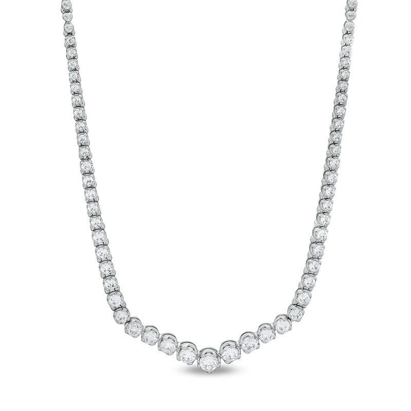 Main Image 1 of Previously Owned - 4 CT. T.W. Diamond Riviera Necklace in 10K White Gold - 17"