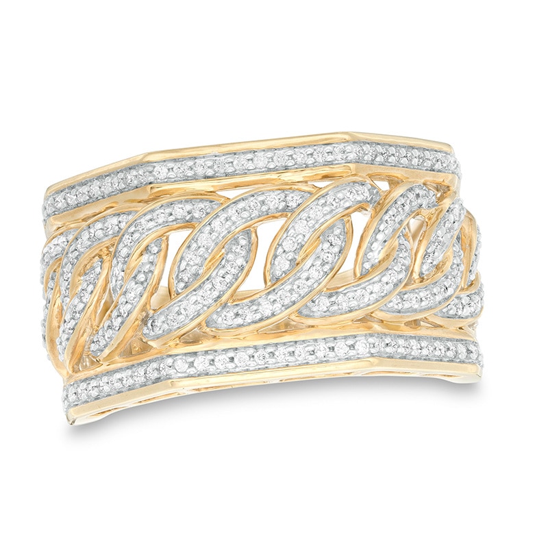 Main Image 1 of Previously Owned - Men's 1/2 CT. T.W. Diamond Curb Link Ring in 10K Gold