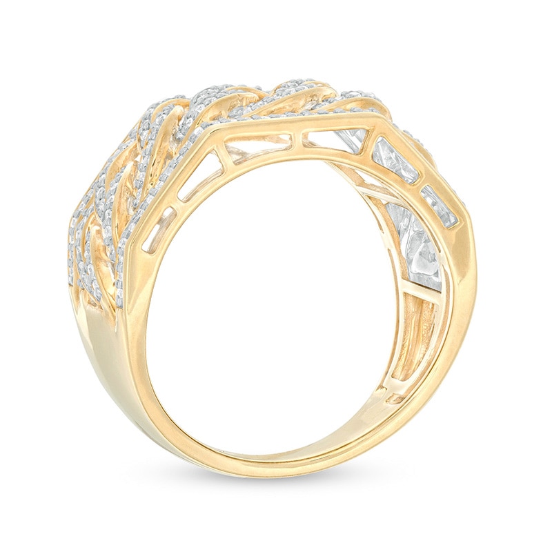 Main Image 3 of Previously Owned - Men's 1/2 CT. T.W. Diamond Curb Link Ring in 10K Gold