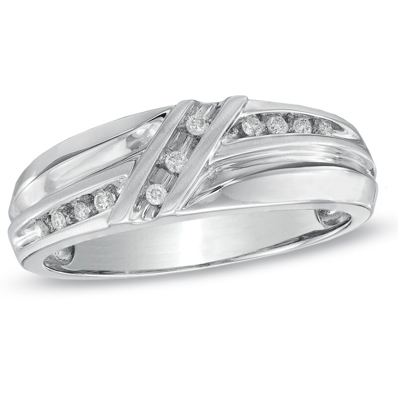 Main Image 1 of Previously Owned - 1/10 CT. T.W. Diamond Wedding Band in 10K White Gold