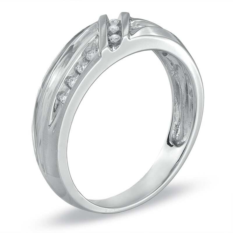 Main Image 2 of Previously Owned - 1/10 CT. T.W. Diamond Wedding Band in 10K White Gold