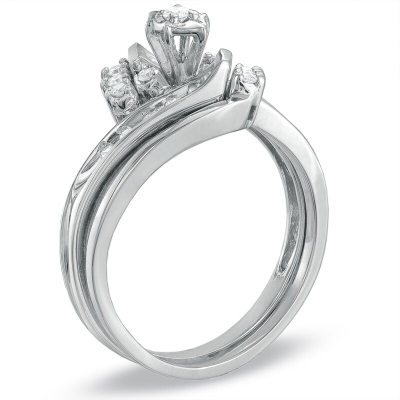 Main Image 2 of Previously Owned - 1/4 CT. T.W. Diamond Bridal Set in 10K White Gold