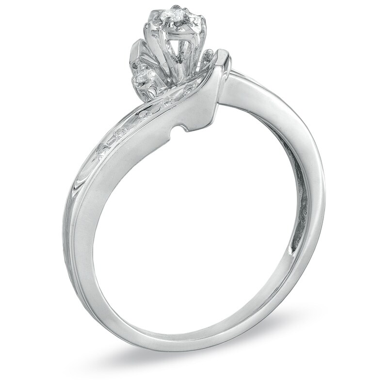 Main Image 3 of Previously Owned - 1/4 CT. T.W. Diamond Bridal Set in 10K White Gold