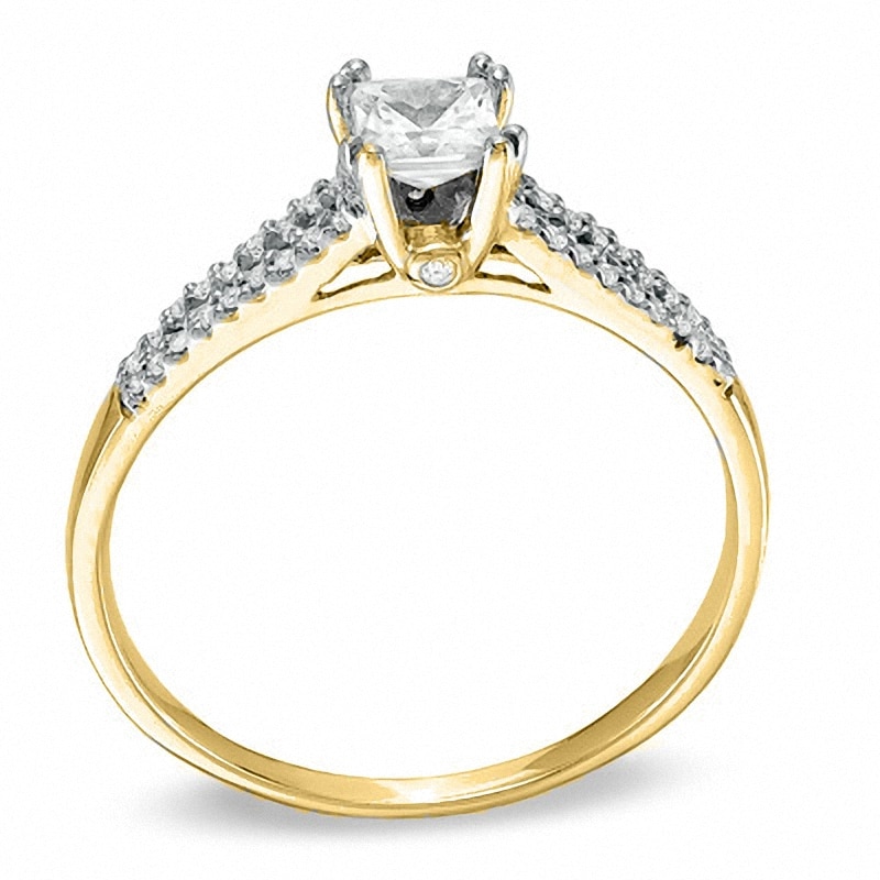 Main Image 2 of Previously Owned - 1/3 CT. T.W. Princess-Cut Diamond Split Shank Engagement Ring in 10K Gold
