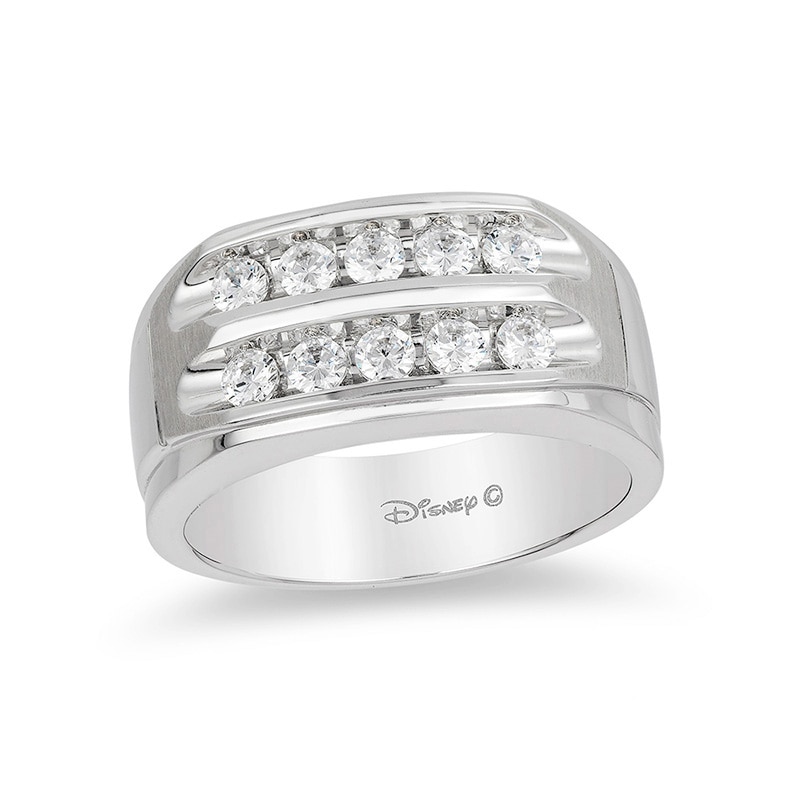 Main Image 1 of Previously Owned - Enchanted Disney 3/4 CT. T.W. Diamond Two Row Wedding Band in 14K White Gold