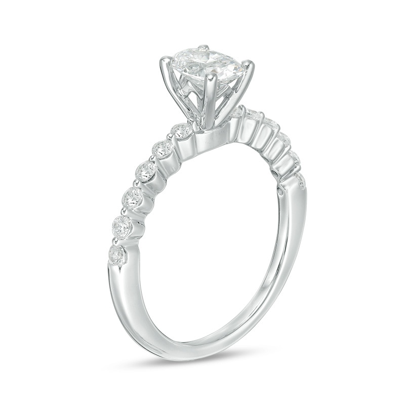 Main Image 2 of Previously Owned - 7/8 CT. T.W. Oval Diamond Engagement Ring in 14K White Gold