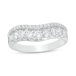 Previously Owned - 1 CT. T.W. Diamond Two Row Contour Band in 14K White Gold