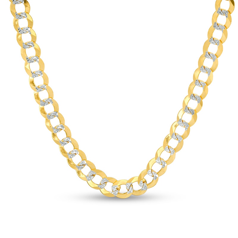 Main Image 1 of Previously Owned - Men's 9.7mm Diamond-Cut Curb Chain Necklace in 14K Two-Tone Gold - 24"