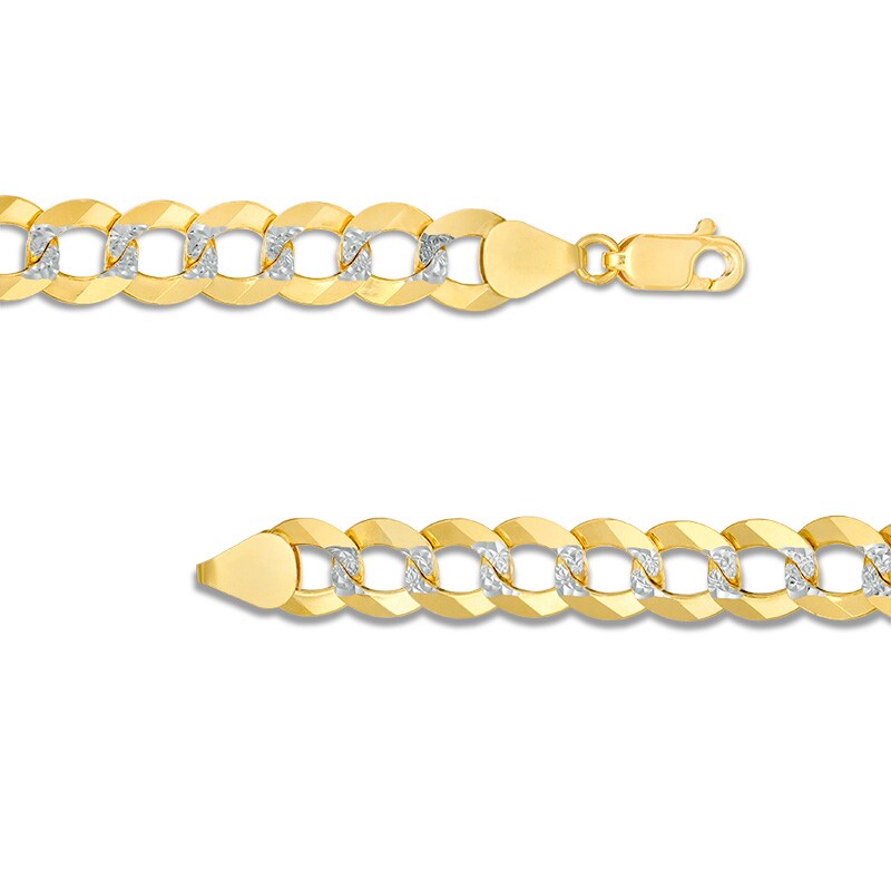 Main Image 4 of Previously Owned - Men's 9.7mm Diamond-Cut Curb Chain Necklace in 14K Two-Tone Gold - 24"