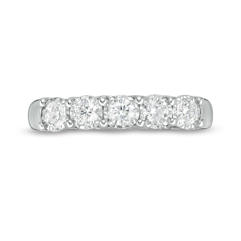 Main Image 4 of Previously Owned - 1/2 CT. T.W. Diamond Five Stone Band in 10K White Gold