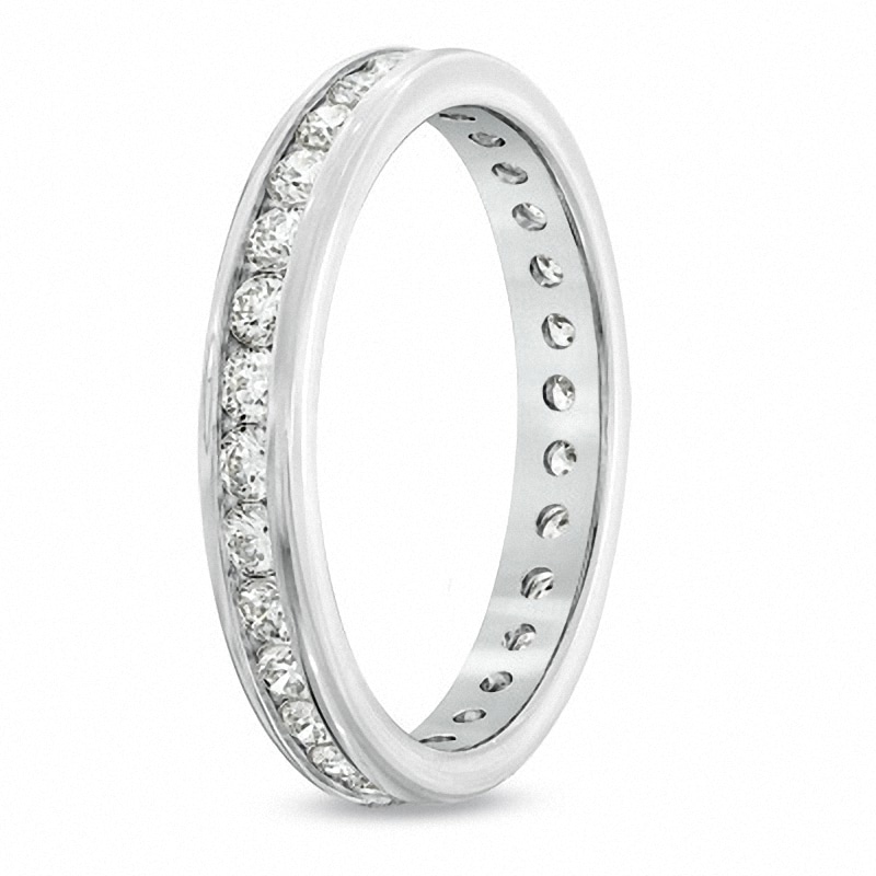 Main Image 2 of Previously Owned - 1 CT. T.W. Diamond Channel-Set Eternity Wedding Band in 14K White Gold